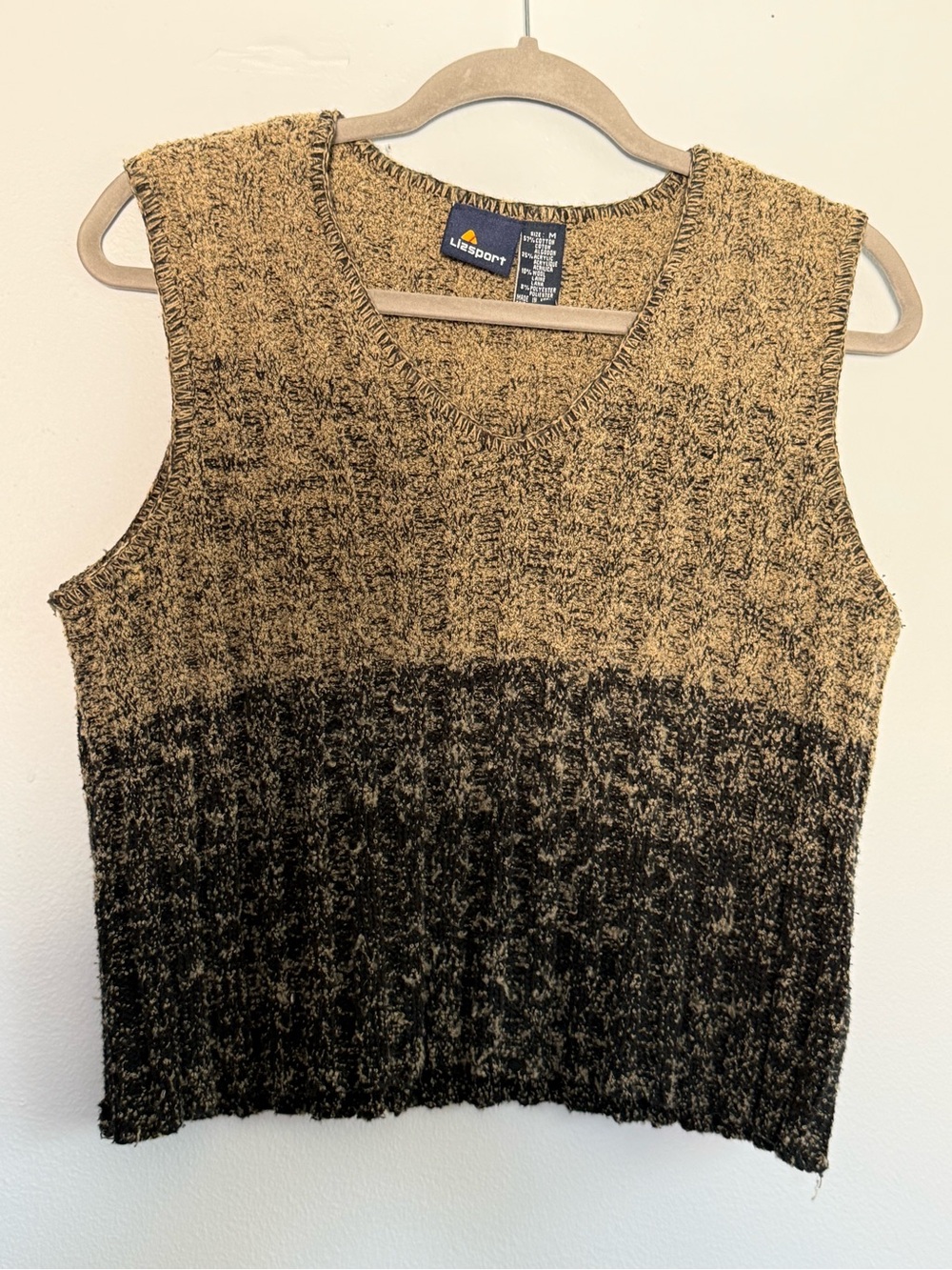 Vintage Women's V-Neck Sleeveless Sweater Vest in Brown/Black